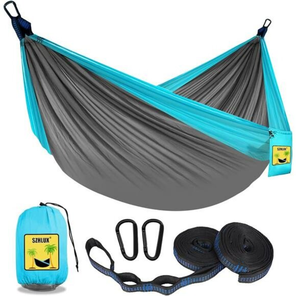 Double Camping Hammock with Tree Straps Lightweight Portable Outdoor Travel - Picture 1 of 7